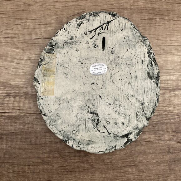 Shapes Of Clay Plaque Howling Wolves Artist Signed Stan Langtwait Volcanic Ash - Picture 3 of 7